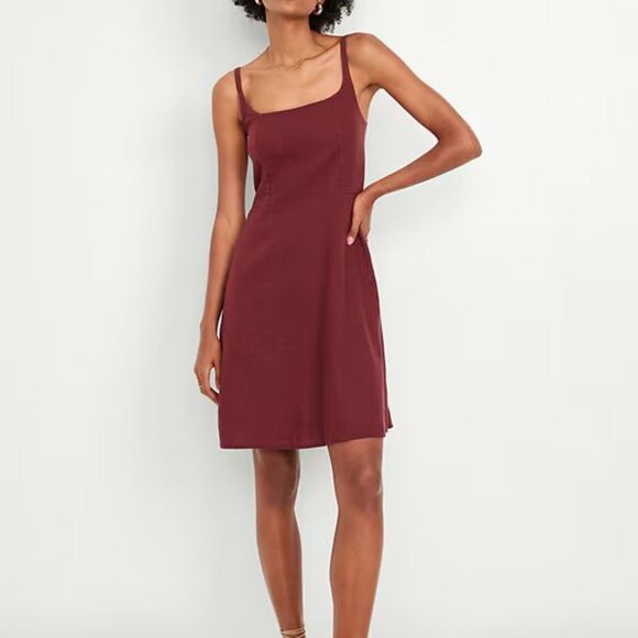 OLD NAVY - Fit & Flare Cami Mini Dress (sz M, burgundy) - Picture 8 of 10